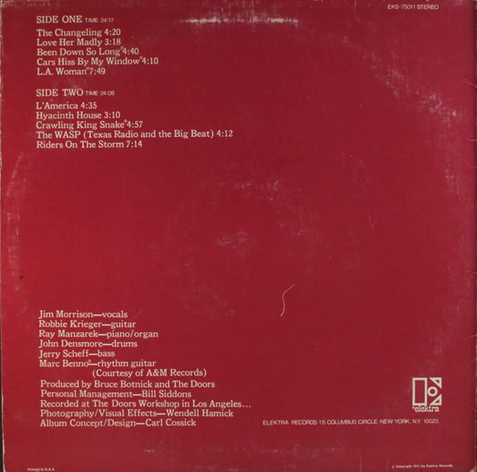 The Doors - L.A. Woman vinyl LP back cover