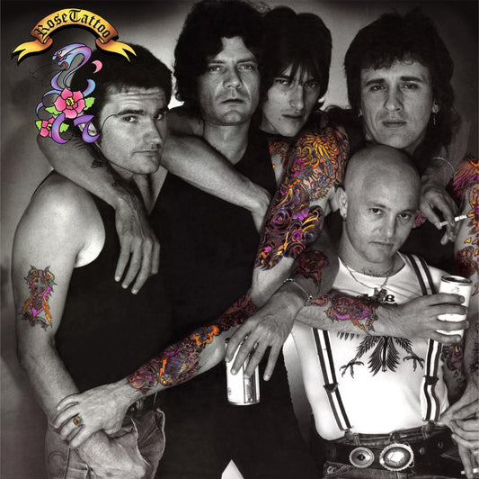 Rose Tattoo - Assault & Battery White & Black Swirl vinyl LP album cover