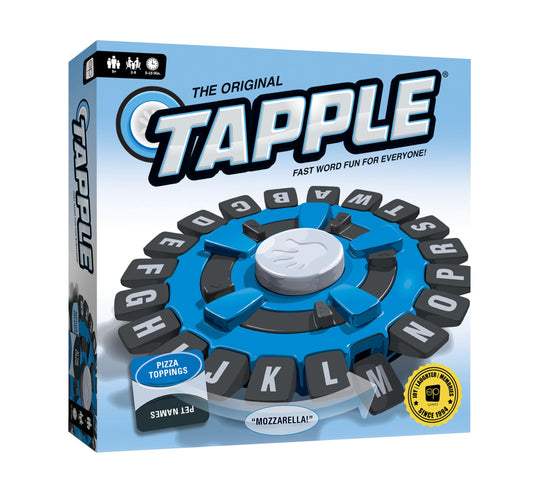 USAOPOLY The Original TAPPLE, The Fast-Paced Family Board Game,Choose a Category & Race Against The Timer to be The Last Player,Learning Word Game for Ages 8 & Up, 2-8 Players, 15-20 Minute Play Time Pack of 1 by 