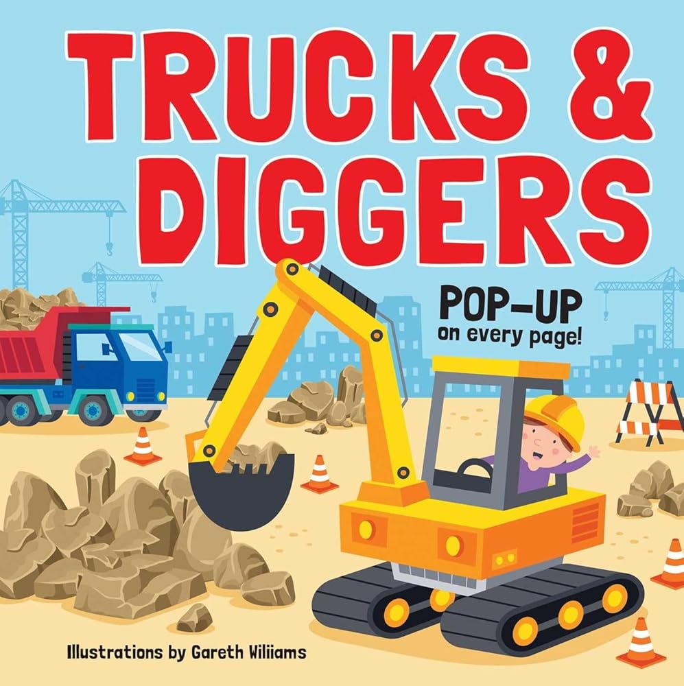 Trucks & Diggers Pop-Up Book by Gareth Williams, children's novelty board book.