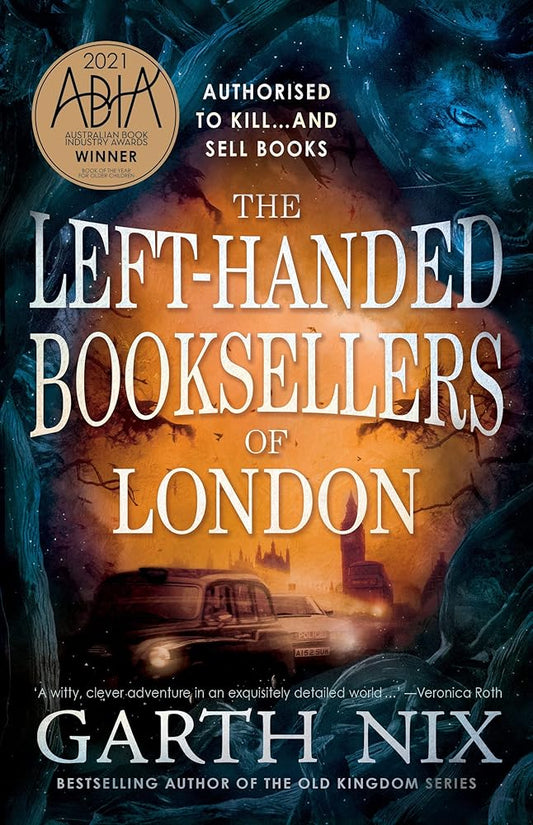 The Left-Handed Booksellers of London by Garth Nix, paperback young adult fantasy.