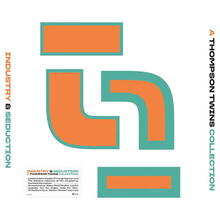 Album cover with geometric design and text 'Industry & Seduction' by Thompson Twins