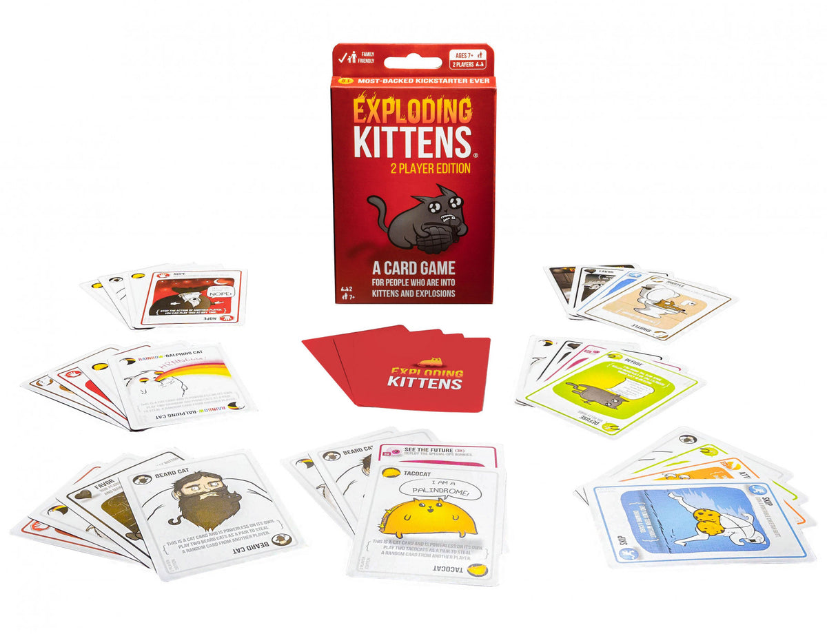 Exploding Kittens 2 Player Edition card game contents.