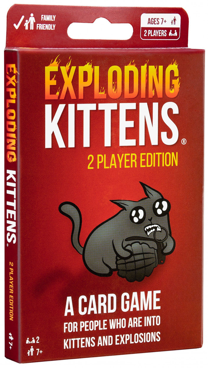 Exploding Kittens 2 Player Edition card game box.
