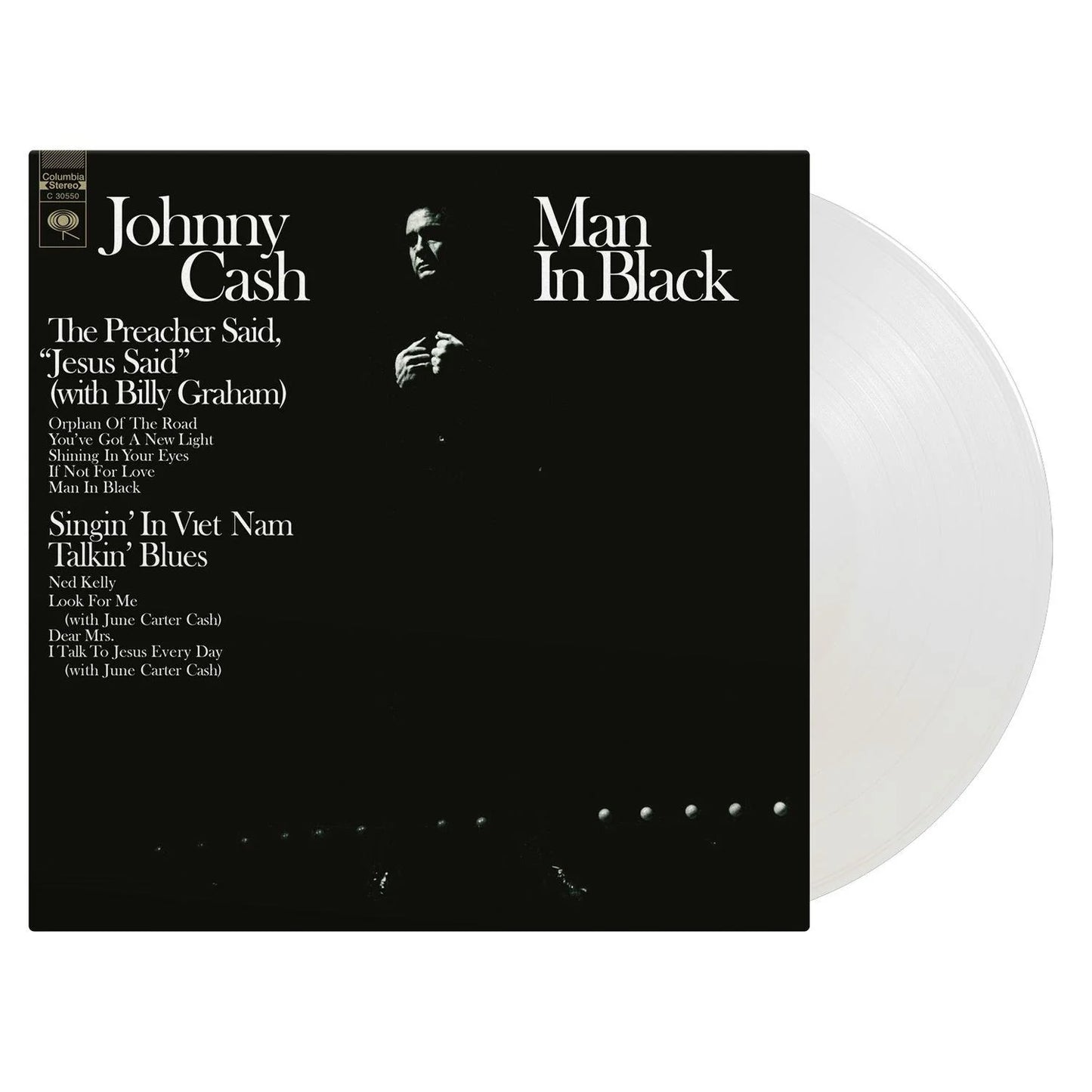 JOHNNY CASH - MAN IN BLACK (CRYSTAL CLEAR) - Vinyl LP - Peninsula Records & Books - Vinyl Record