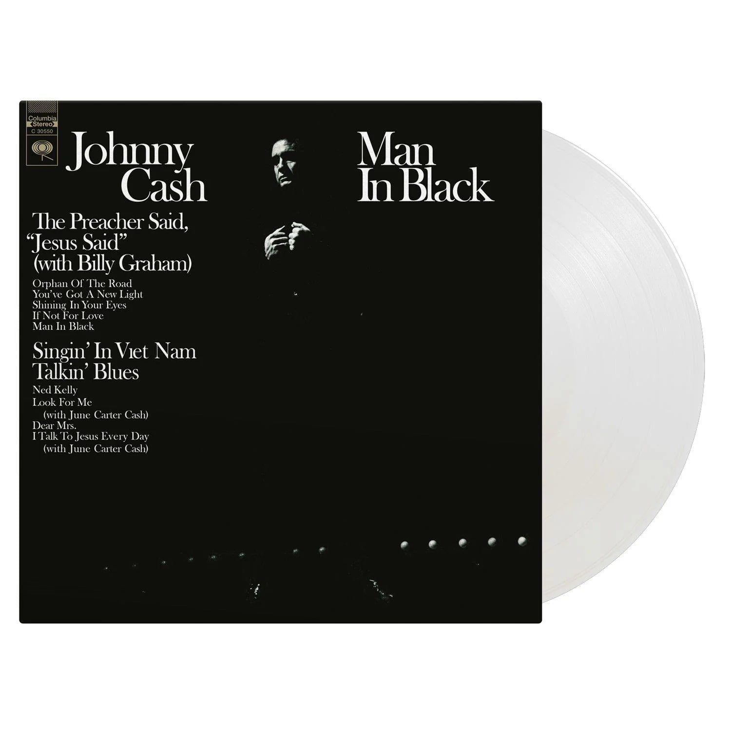 JOHNNY CASH - MAN IN BLACK (CRYSTAL CLEAR) - Vinyl LP - Peninsula Records & Books - Vinyl Record