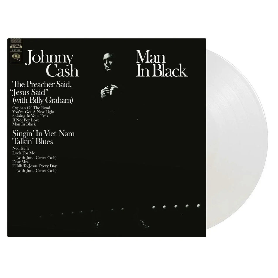 JOHNNY CASH - MAN IN BLACK (CRYSTAL CLEAR) - Vinyl LP - Peninsula Records & Books - Vinyl Record