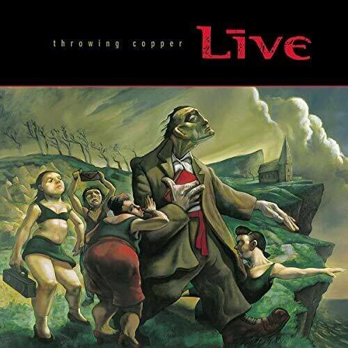 Album cover for 'Throwing Copper' by Live with a stylized illustration of a man and children in a landscape.