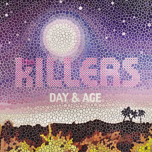 Album cover with 'The Killers' and 'Day & Age' text against a stylised landscape and sun.